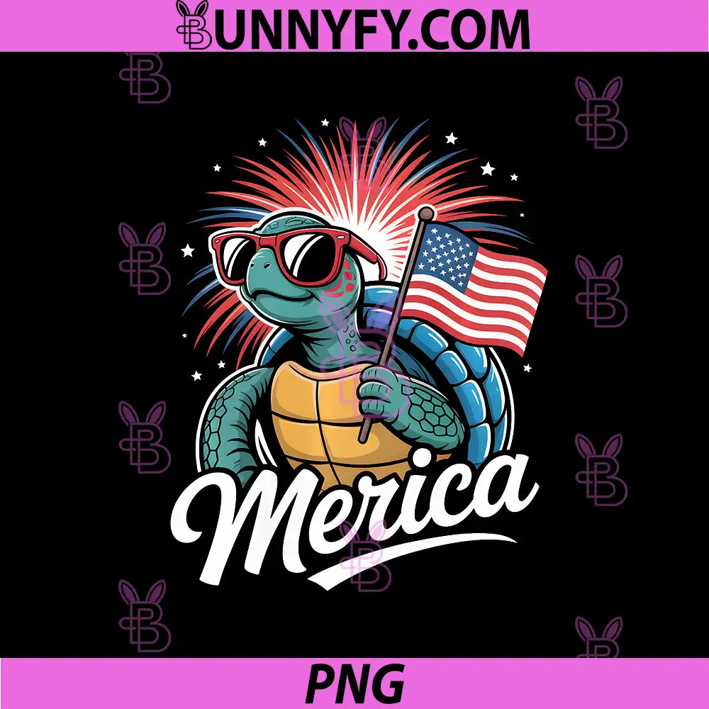 Cute Sea Turtle 4th of July PNG, Illustration Patriotic American PNG