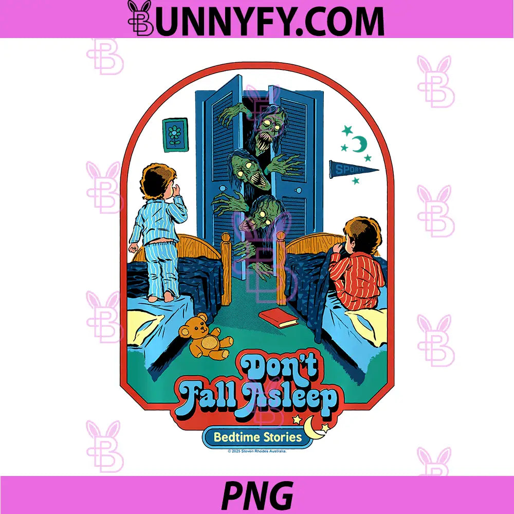 Dont Fall Asleep Monsters PNG, Retro Vintage Funny Adult Humor PNG