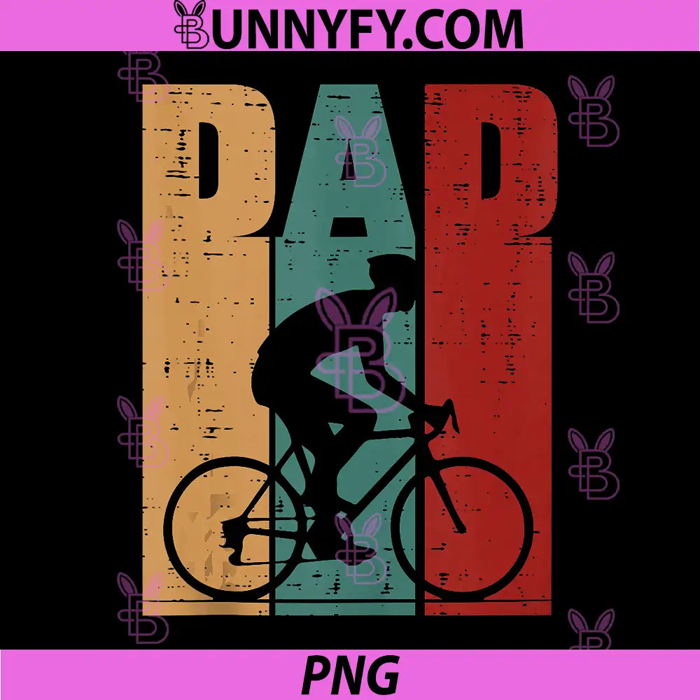 Papa Retro Cycling Silhouette Vintage Art PNG, Dad Bicycle PNG
