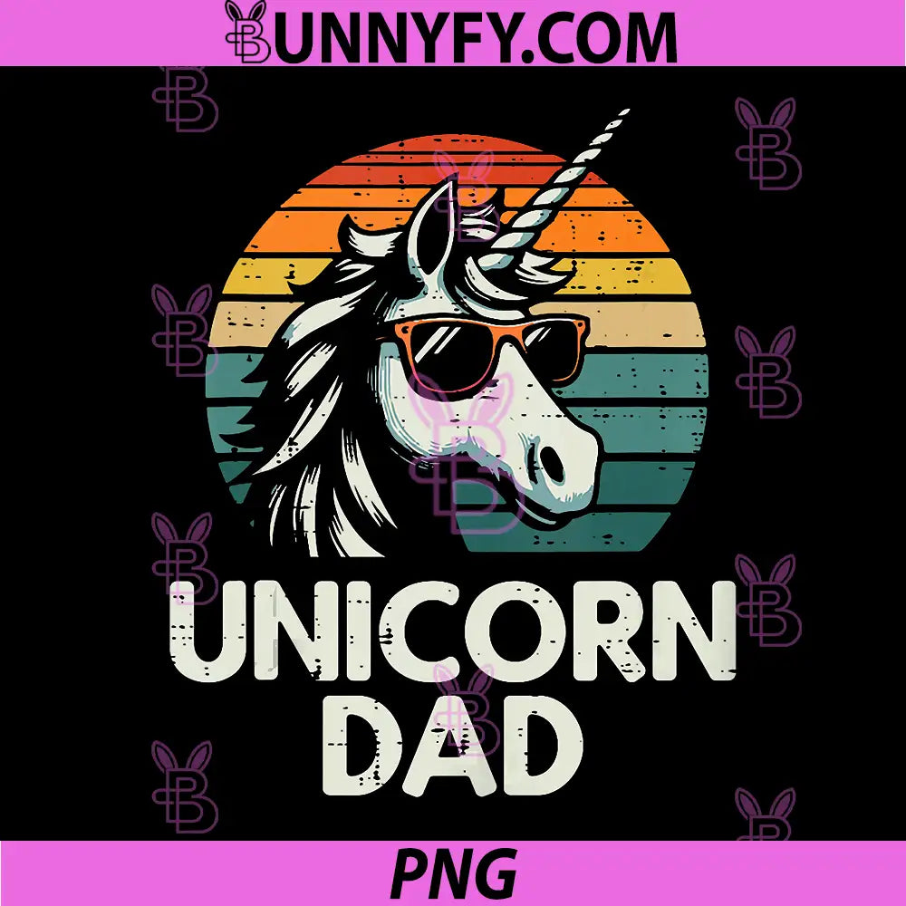 Unicorn Dad Retro Sunglasses Illustration PNG, Funny Fantasy Dad PNG