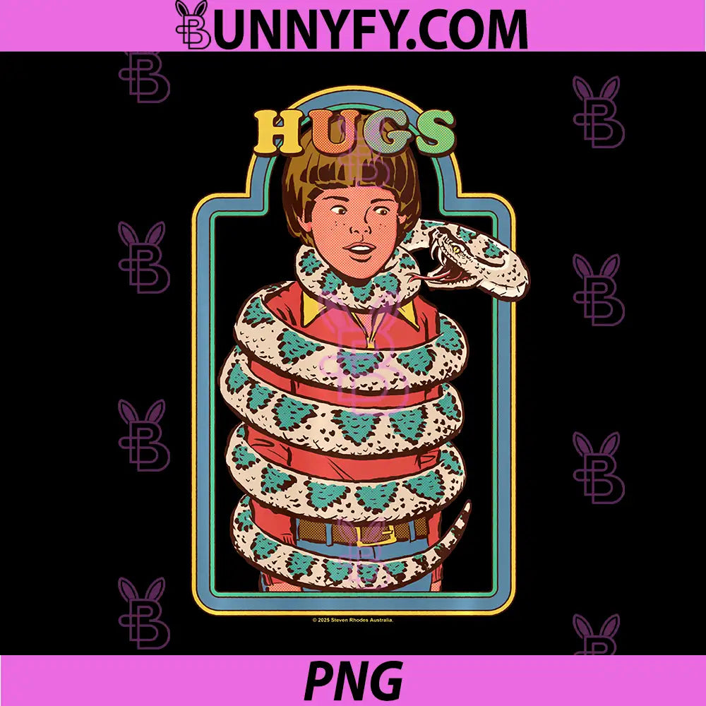 HUGS Snake Sarcastic Retro PNG, Vintage Funny Adult Humor PNG
