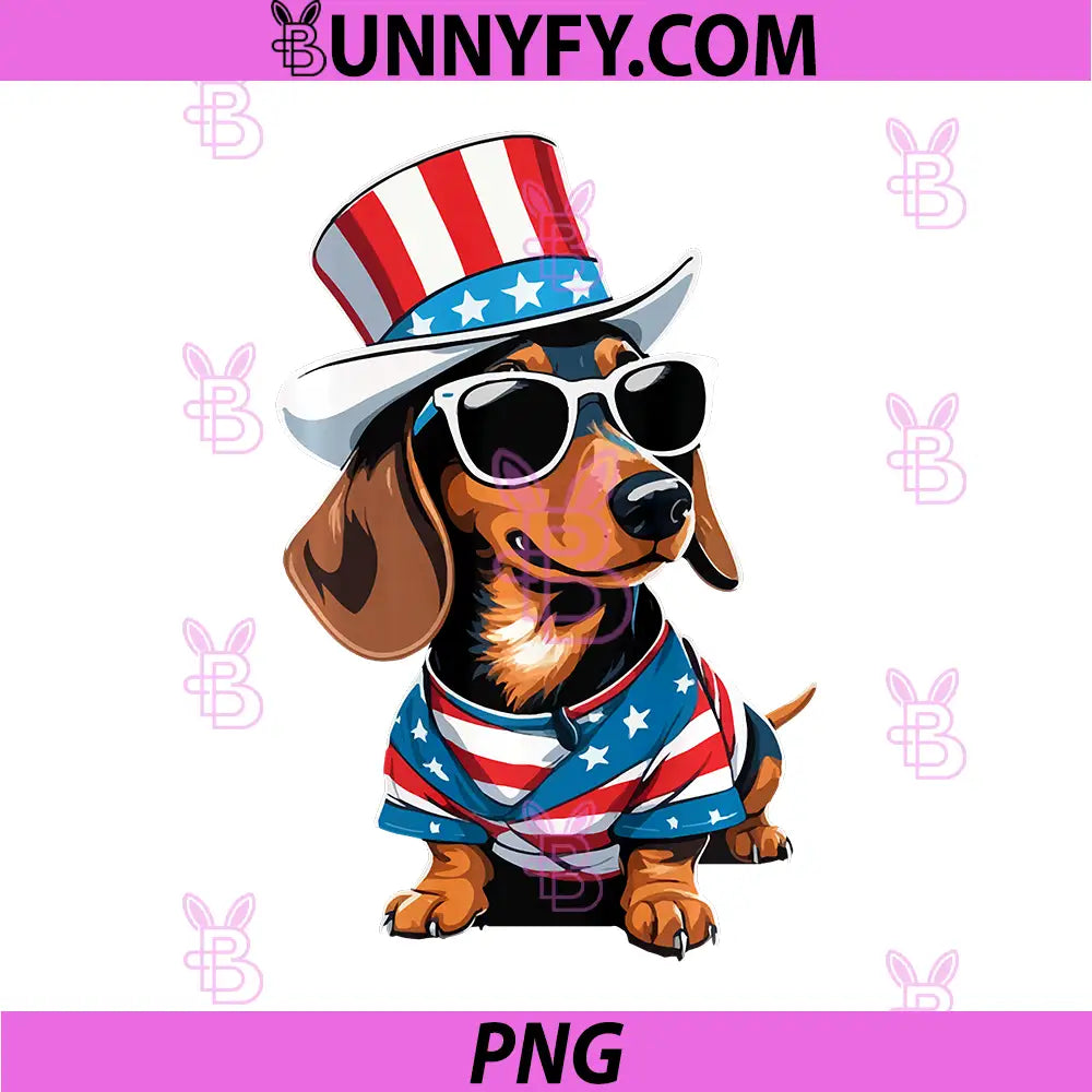 Patriotic Dachshund 4th of July PNG, Independence Day PNG