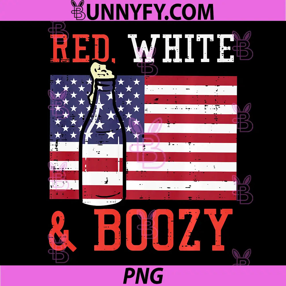 Red White and Boozy US Flag PNG, 4th of July Patriotic PNG