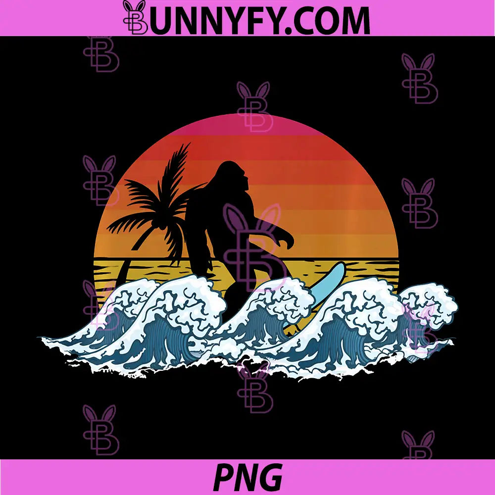 Retro Yeti Sasquatch Bigfoot PNG, Surfer  Surfing Summer Performance PNG