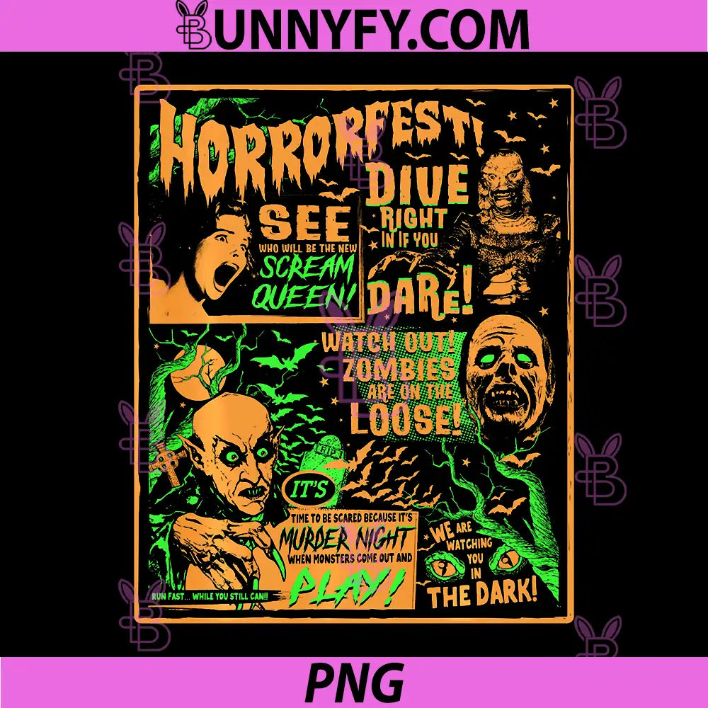 Vintage Halloween Classic PNG, Horror Movie Poster Horrorfest PNG