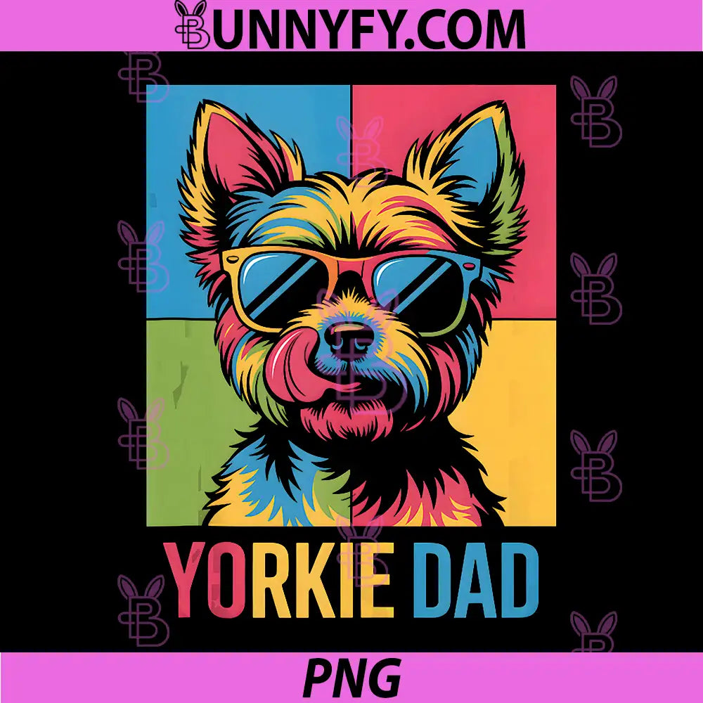 Yorkie Dad PNG, Yorkshire Terrier Sunglasses Pop Art PNG