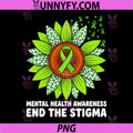 Mental Health Awareness End The Stigma PNG, Sunflower Ribbon PNG
