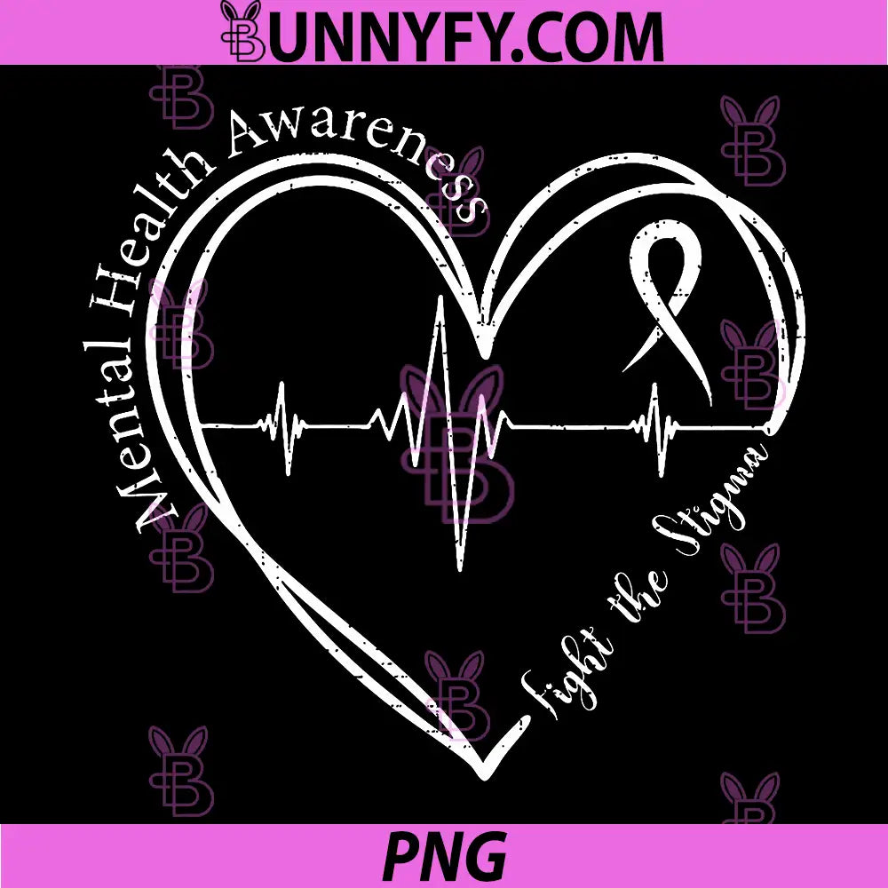 Mental Health Awareness Fight The Stigma PNG, Green Ribbon Heart PNG