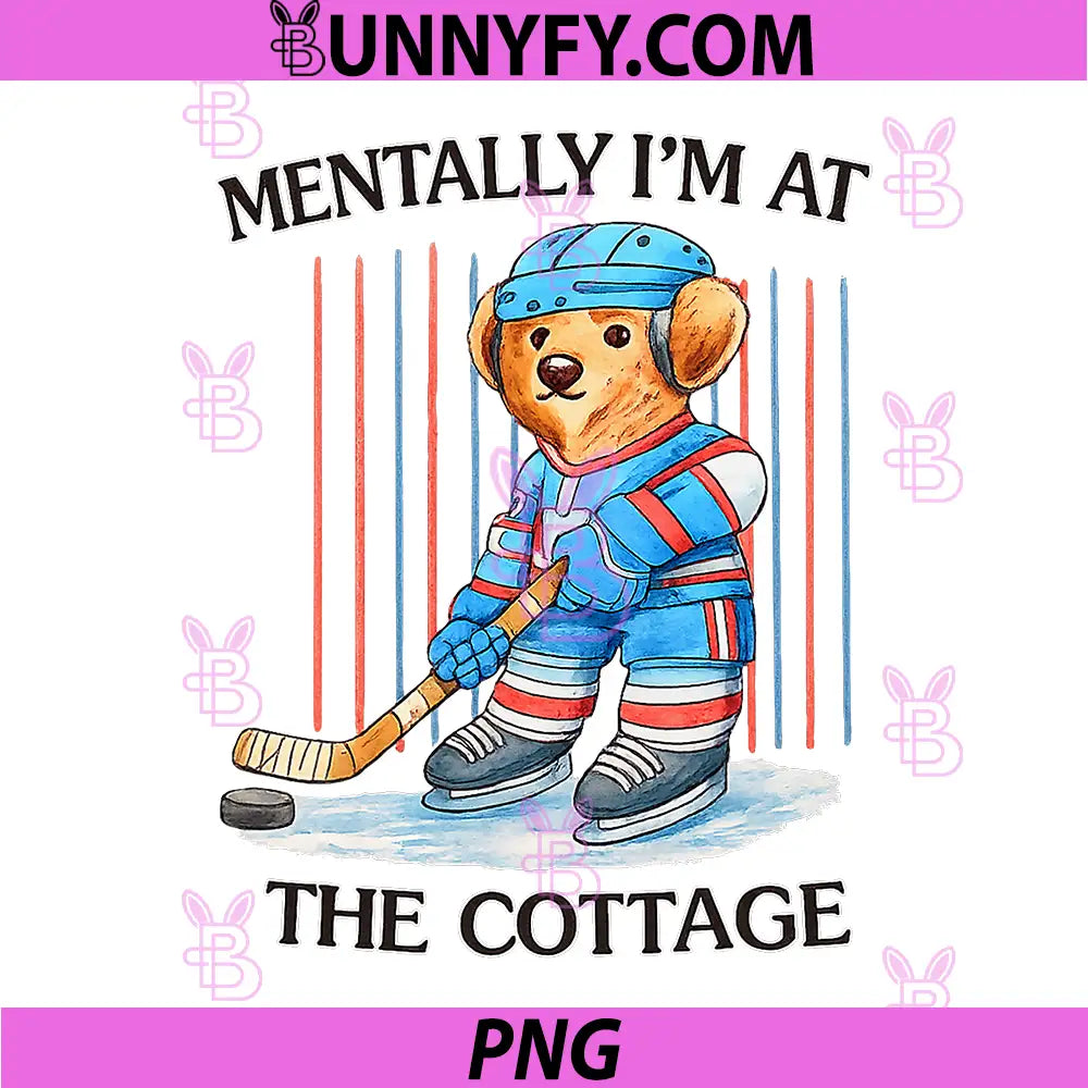 Mentally I'm at The Cottage PNG, Cute Hockey Dog PNG