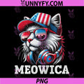 Meowica 4th of July PNG, Cat USA Flag Vintage Funny PNG