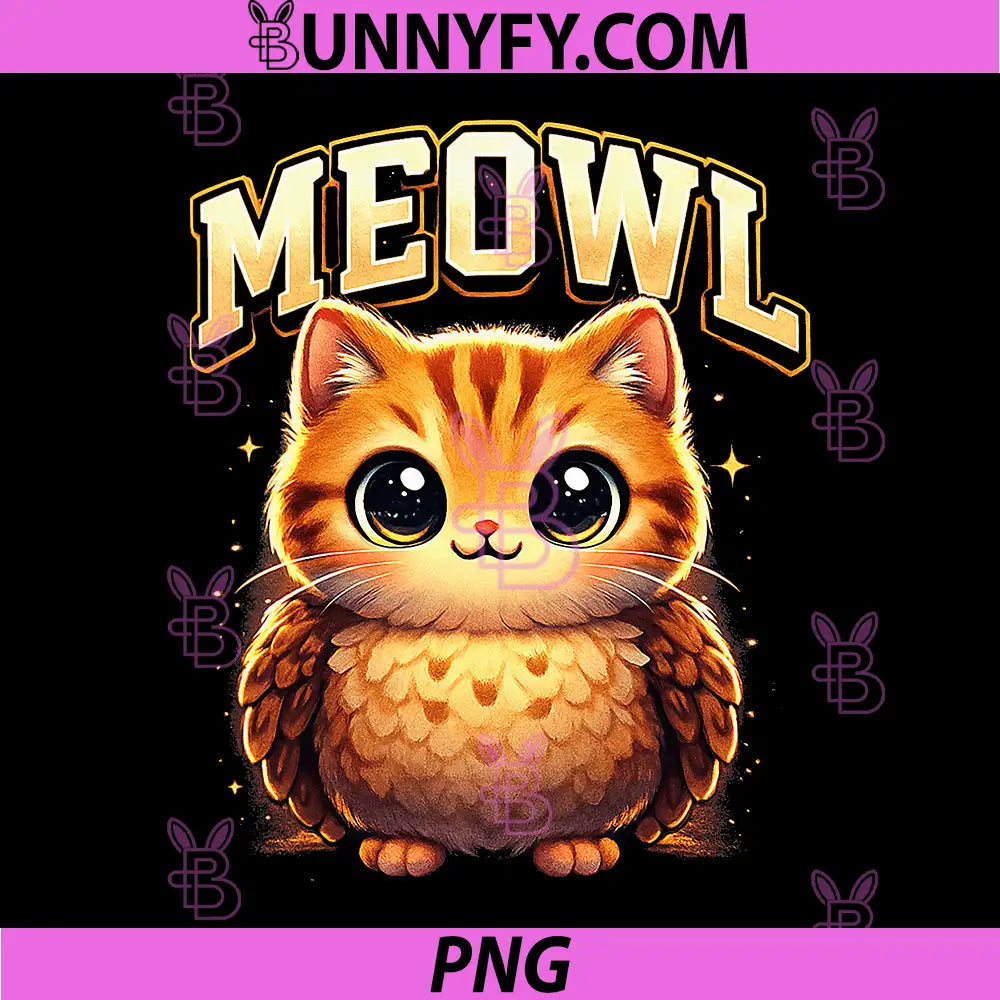 Meowl Cute Cat Owl PNG, Funny Brainrot Meme PNG