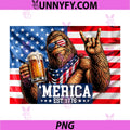 Merica Bigfoot Holding Beer PNG, USA Flag 4th of July Patriotic PNG
