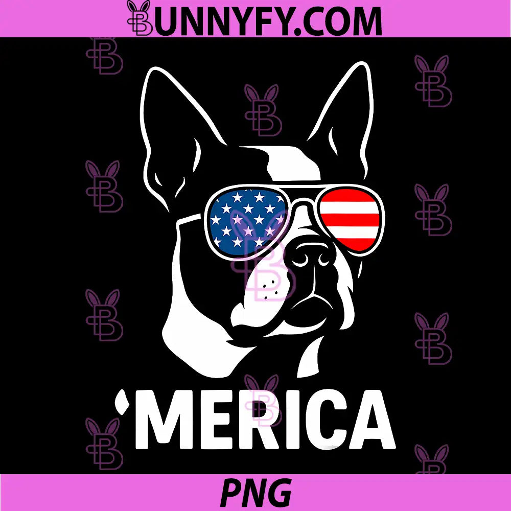 Merica Boston Terrier PNG