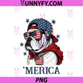 Merica Bulldog American Flag PNG, Patriotic 4th Of July PNG