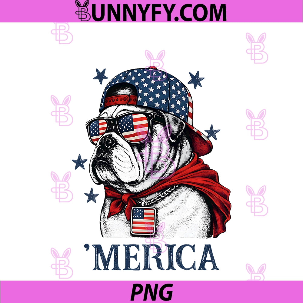 Merica Bulldog American Flag PNG, Patriotic 4th Of July PNG