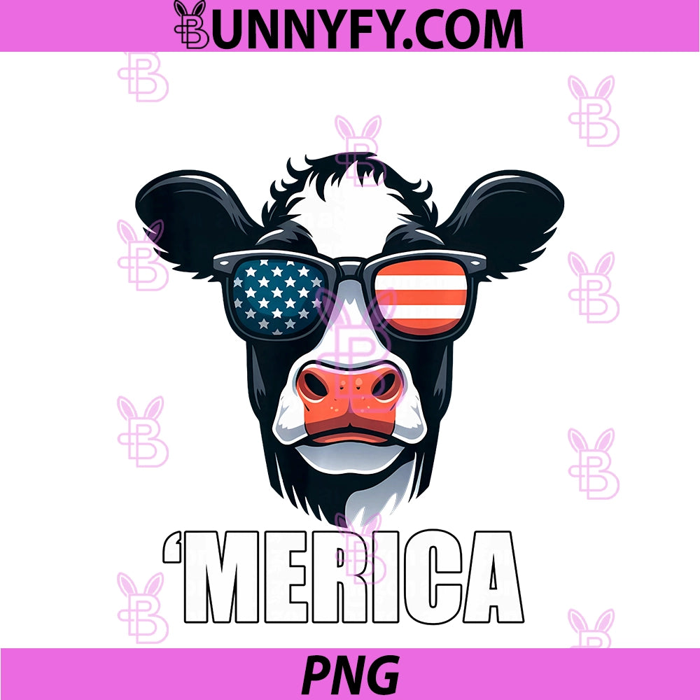 Merica Dairy Cow PNG, Funny American Patriotic USA 4th Of July Performance PNG