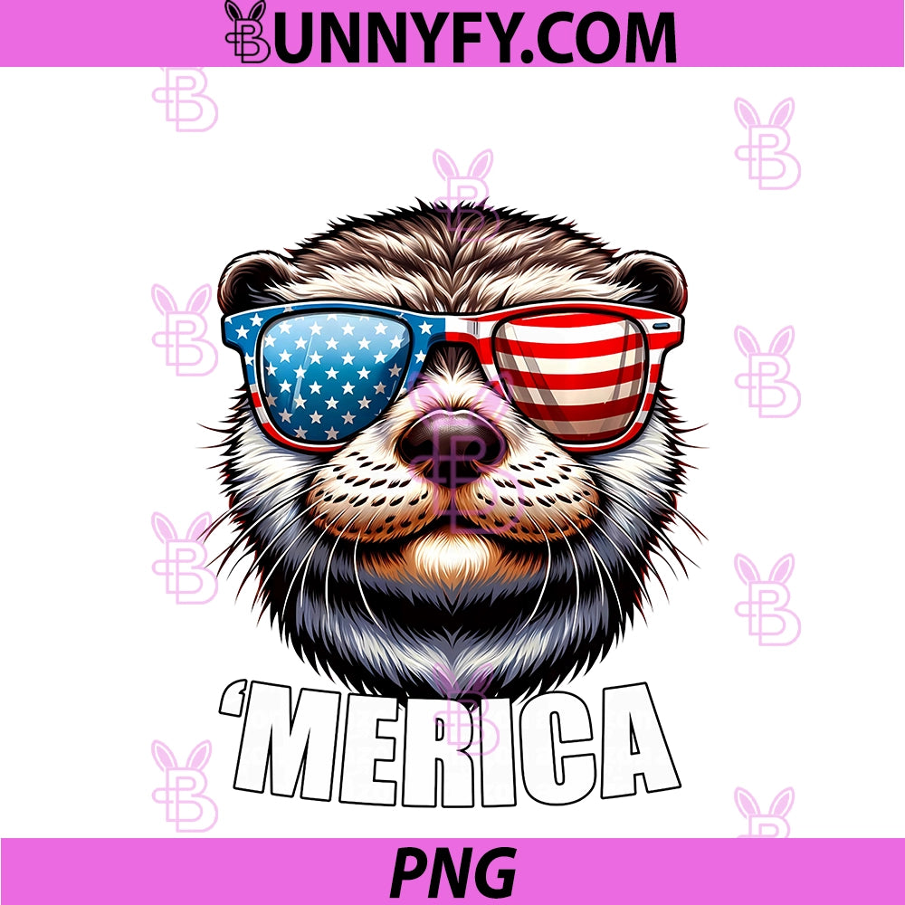 Merica Sea Otter PNG, Funny American Patriotic USA July 4 Animals Performance PNG