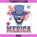 Merica Skull Firework 4th of July PNG, Patriotic American Flag PNG