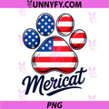 Mericat US America Flag PNG, 4th of July Cat Paw PNG