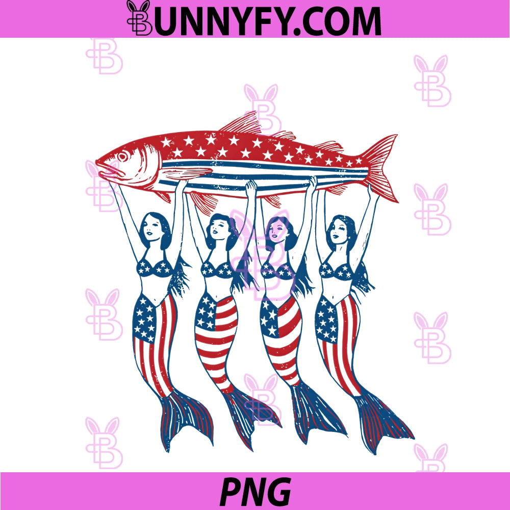 Mermaid Sardine Tinned Fish USA PNG, Patriotic 250th 4th Of July PNG