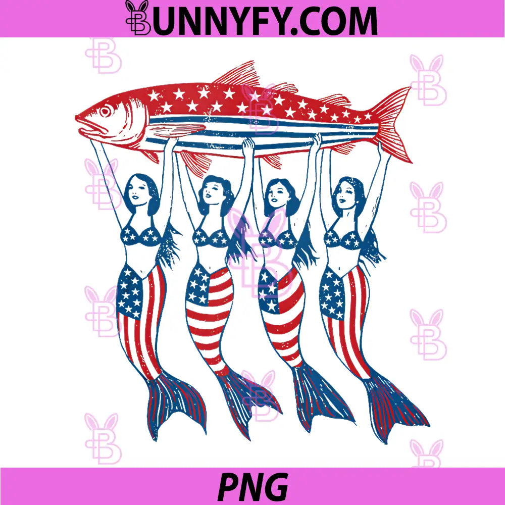 Mermaid Sardine Tinned Fish PNG, USA Patriotic 250th 4th of July PNG