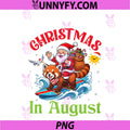 Merry Christmas In August PNG, Santa Riding Red Panda Surfing PNG