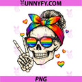 Messy Bun Skull PNG, Rainbow Flag LGBT Gay Pride PNG