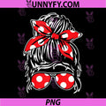 Messy Hair Bun with Bandana PNG, Ribbon and Sunglasses Design PNG
