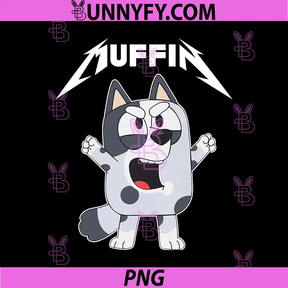Metal Muffin Cartoon Character PNG, Funny Bluey Style Rock Design PNG