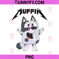 Metal Muffin Bluey Style PNG, Angry Cartoon Rock Music Art PNG