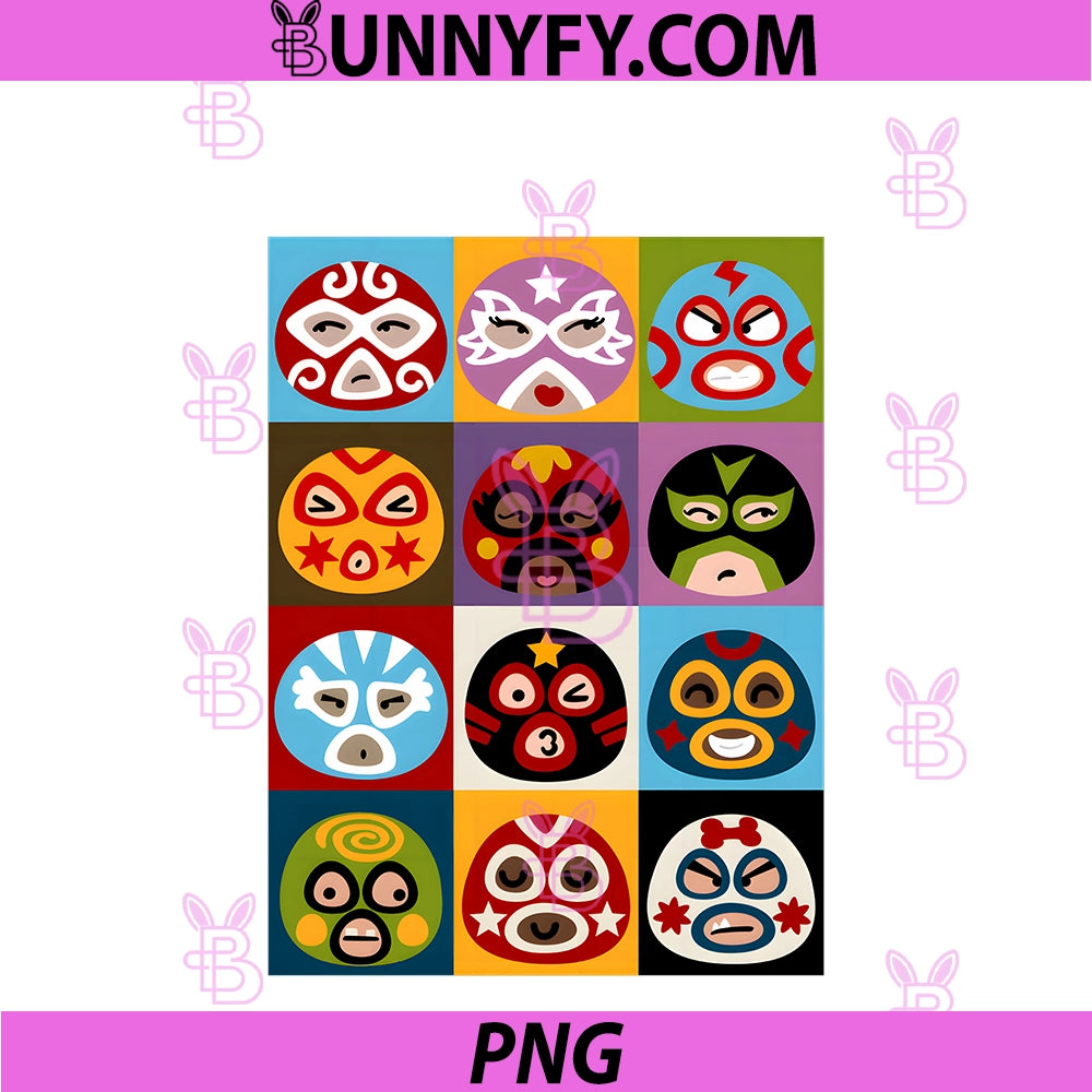 Mexican Kawaii PNG, Wrestling Masks PNG