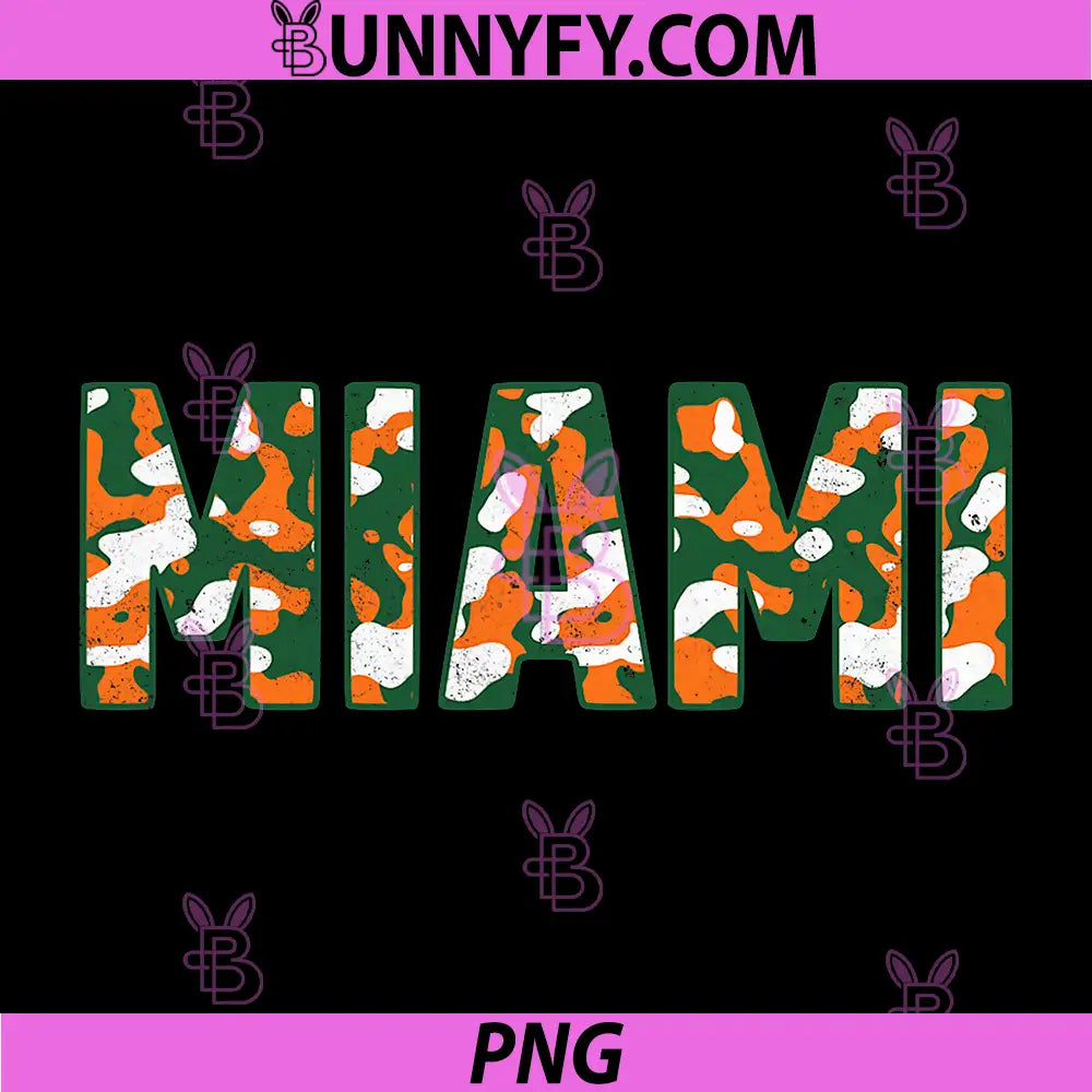 Miami Camo Letter Graphic PNG, Florida Streetwear Text PNG