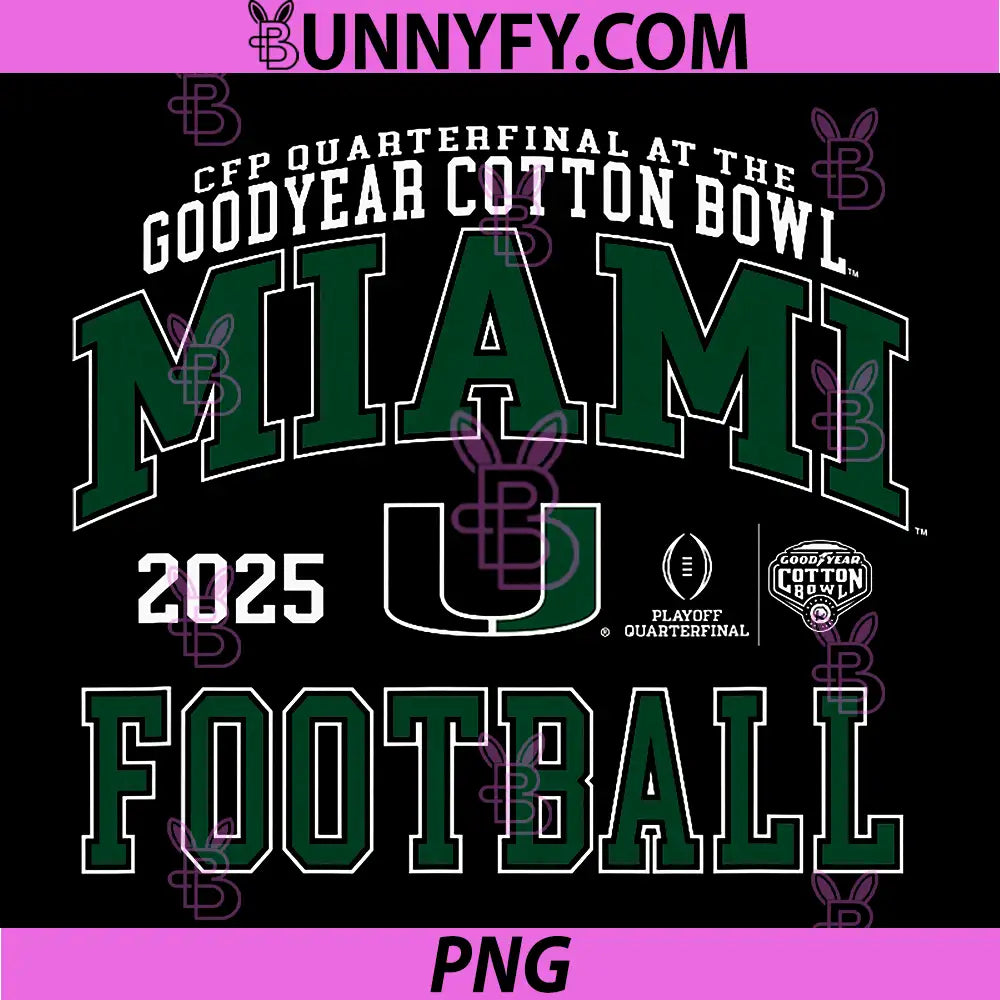 Miami Hurricanes Cotton Bowl PNG, 2025-2026 CFP Quarterfinal Logo PNG