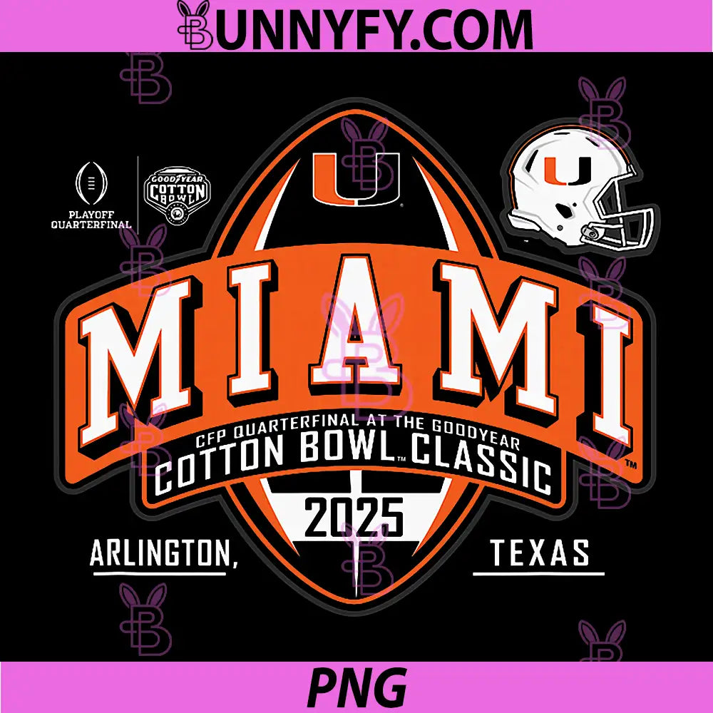 Miami Hurricanes Cotton Bowl PNG, CFP Quarterfinal 2025-2026 Icon PNG