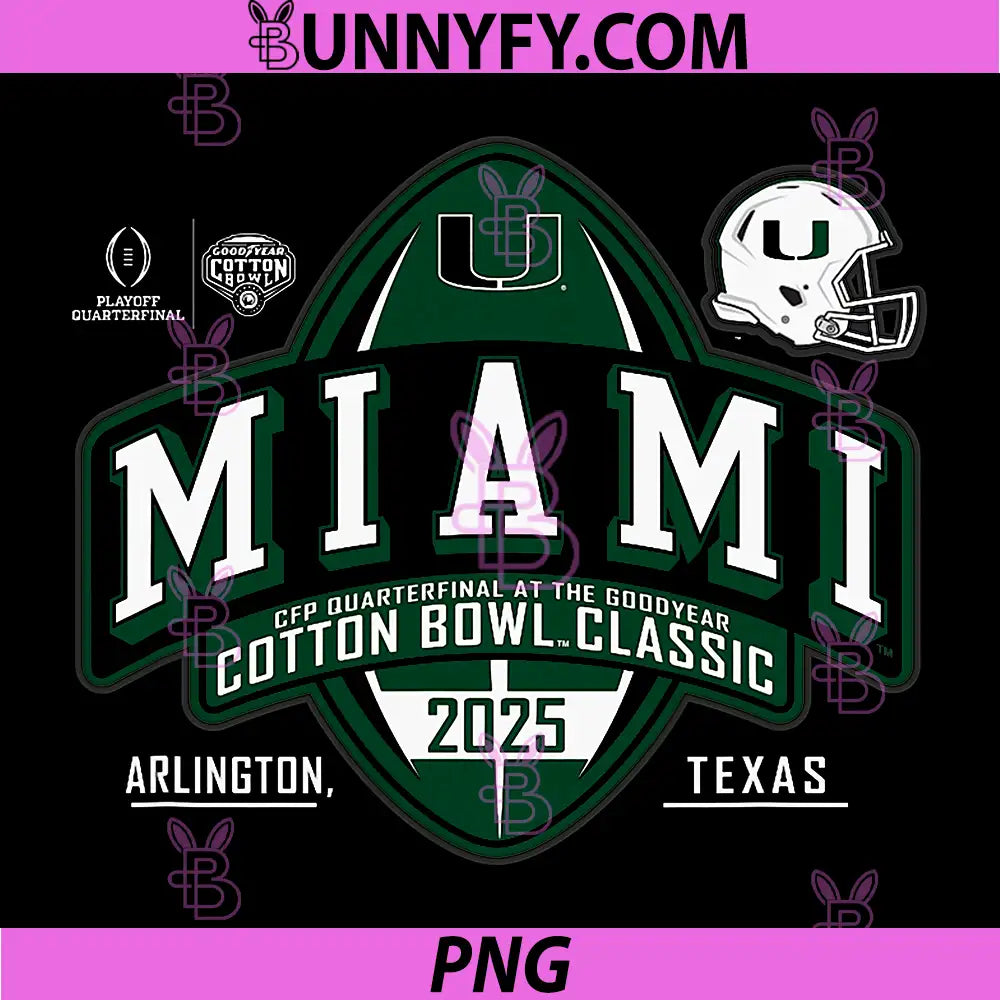 Miami Hurricanes Cotton Bowl PNG, CFP Quarterfinal 2025-2026 Logo PNG