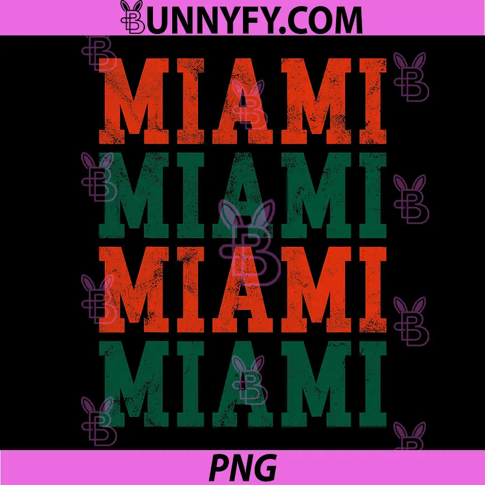 Miami Bold Retro Text Design PNG, Miami Vintage Color Block Typography PNG