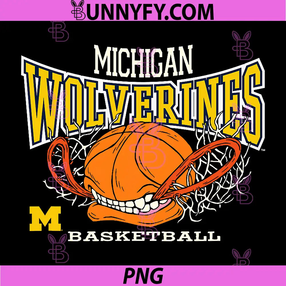 Michigan Wolverines PNG, Basketball Bite Black PNG