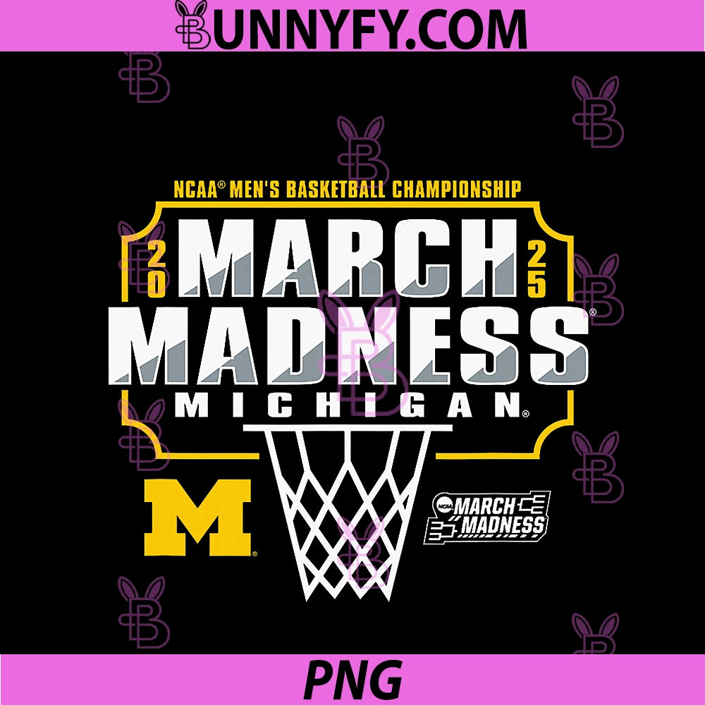 Michigan Wolverines March Madness 2025 PNG, Basketball Navy PNG