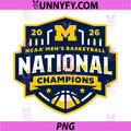 Michigan Wolverines PNG, National Champs 2026 Basketball White PNG
