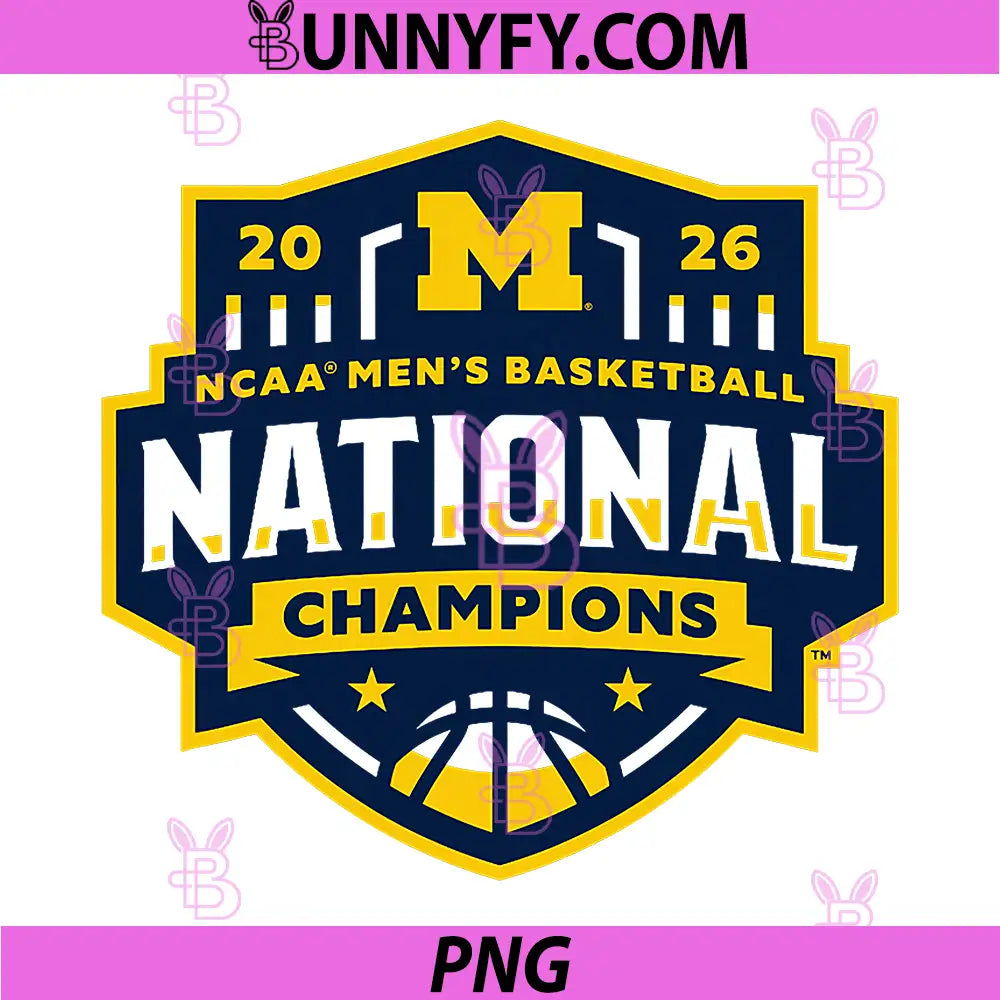 Michigan Wolverines PNG, National Champs 2026 Basketball White PNG