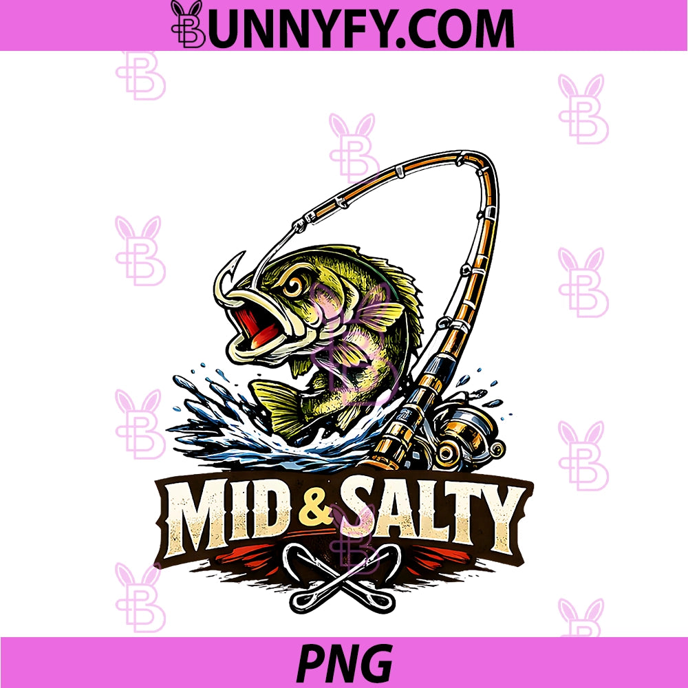Mid & Salty Angry Bass PNG, Fishing Color Cool Fisherman PNG