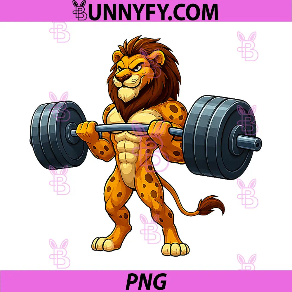Mighty Lion Weightlifter PNG, Strongman Workout PNG