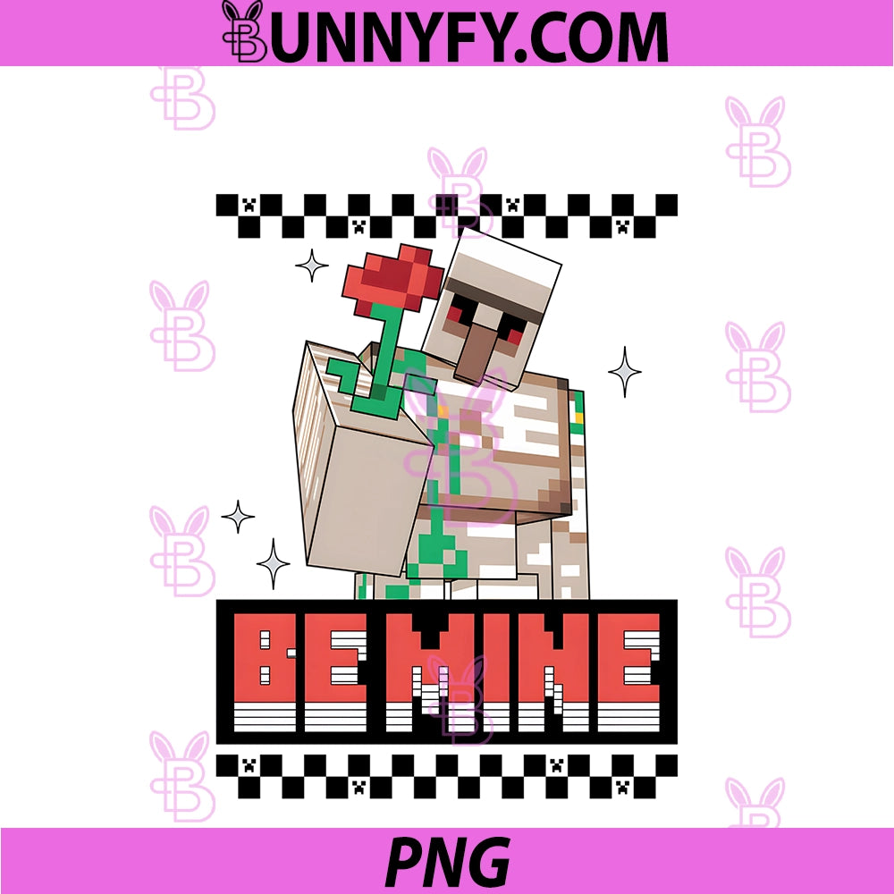 Minecraft Be Mine Iron Golem Holding Flower PNG, Valentine's Day PNG