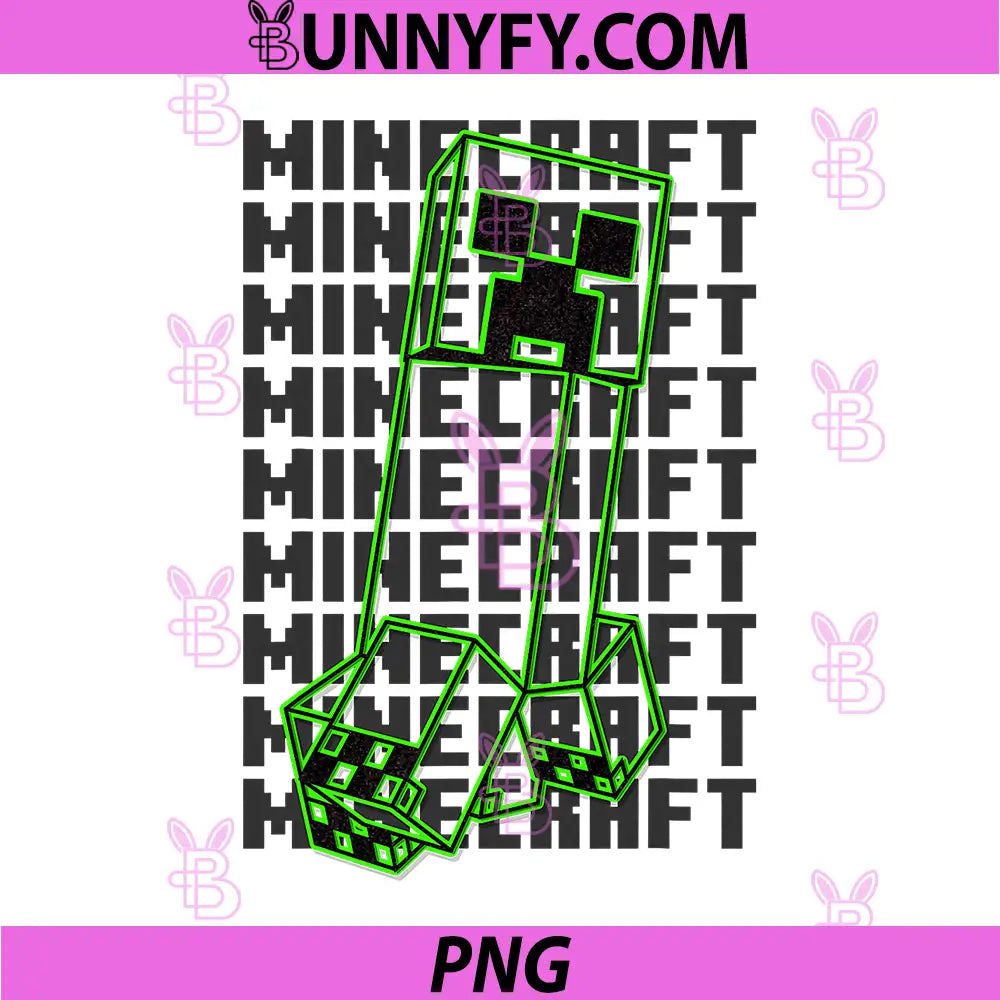 Minecraft Neon Creeper with Repeating PNG, Logo Background PNG