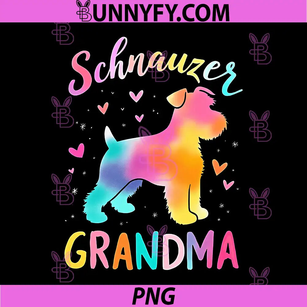 Schnauzer Grandma PNG, Colorful Schnauzer Lovers PNG