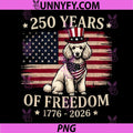 Miniature Poodle Dog 250 Years of Freedom PNG, USA Flag 4th July PNG