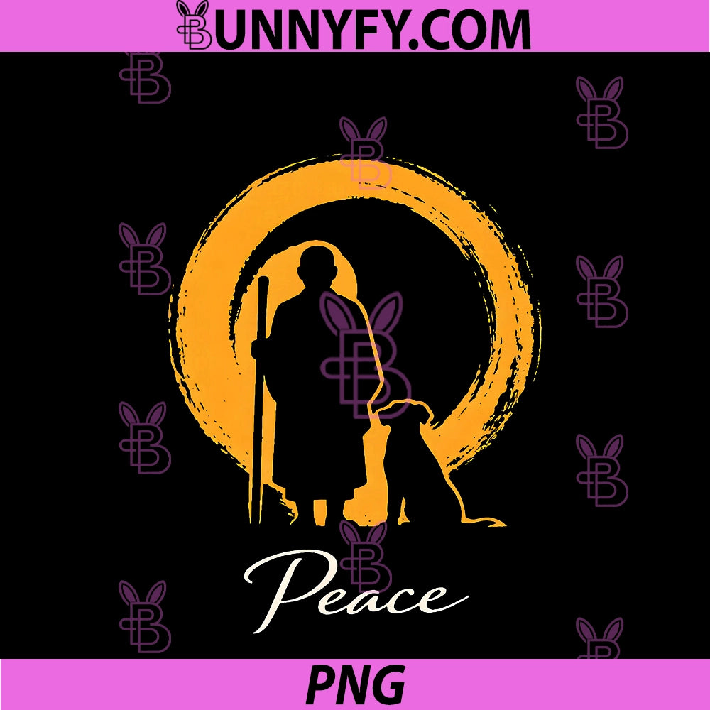 Minimalist Zen Art Walk For Peace Monks PNG, With Aloka Dog PNG