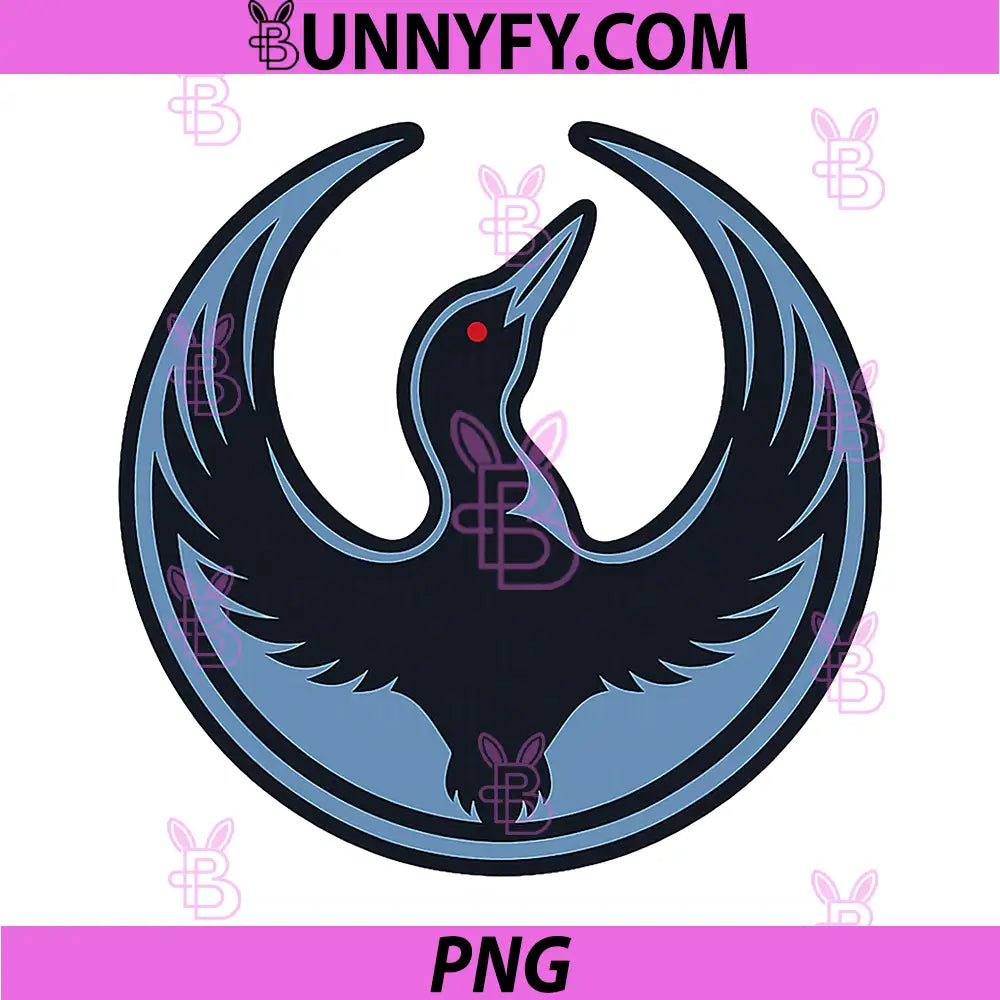 Mystic Loon Bird Emblem Dark Style PNG, Nordic Flying Loon Symbol Art PNG