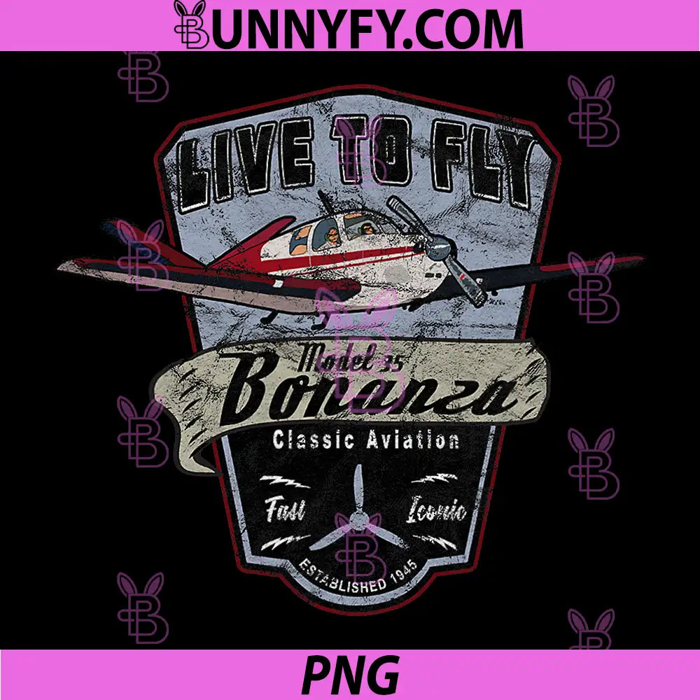 Model 35 Bonanza PNG, Airplane Live to Fly Vintage PNG
