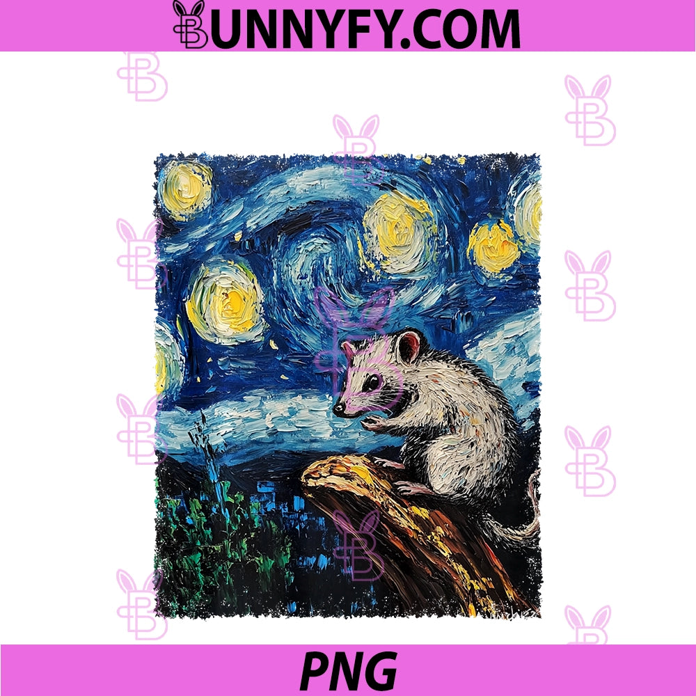 Modern Art Painting PNG, Van Gogh Starry Night Rat Performance PNG